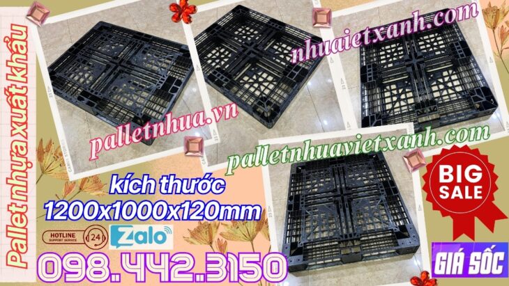 Pallet nhựa xuất khẩu 1200x1000x120mm màu đen