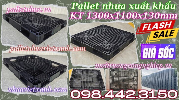 Pallet nhựa xuất khẩu 1300x1100x130mm màu đen