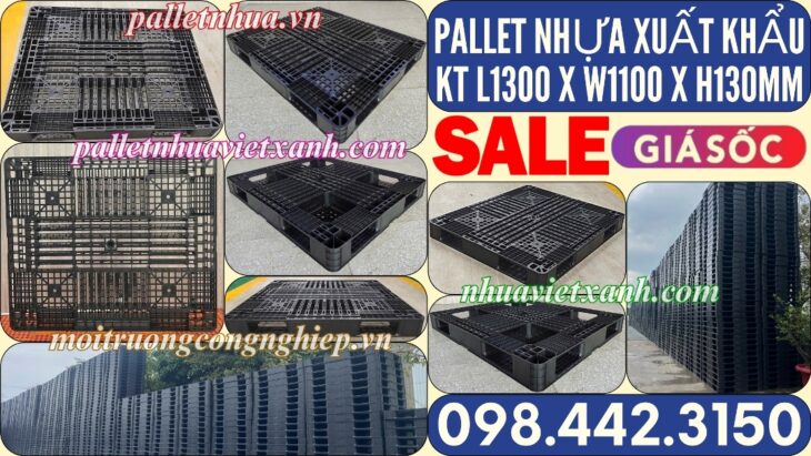 Pallet nhựa xuất khẩu 1300x1100x130mm màu đen