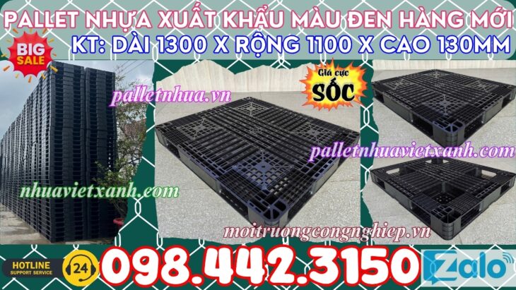 Pallet nhựa xuất khẩu 1300x1100x130mm màu đen