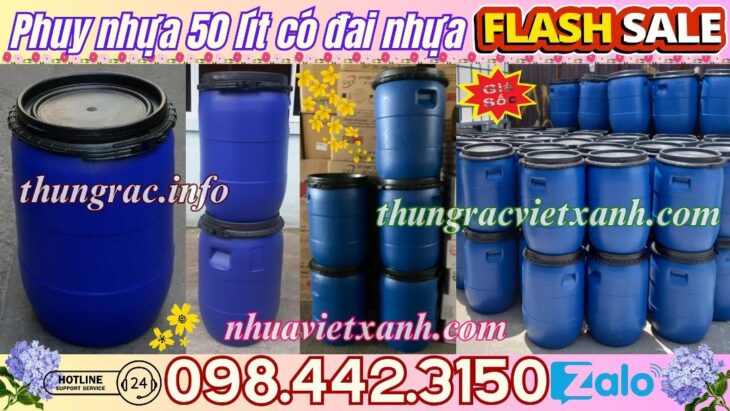 Thùng phuy nhựa đai nhựa 50 lít