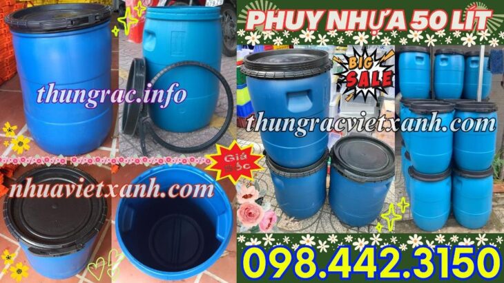 Thùng phuy nhựa đai nhựa 50 lít