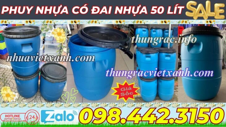 Thùng phuy nhựa đai nhựa 50 lít