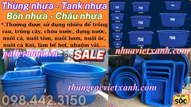 Thùng nhựa dung tích lớn từ 100 lít đến 4000 lít