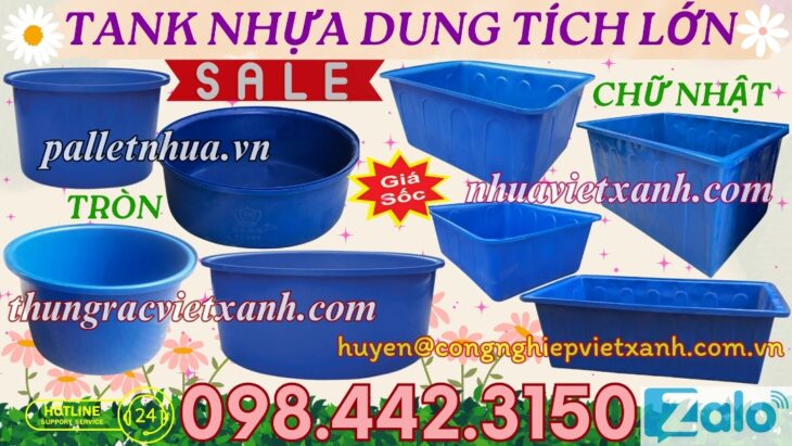 Thùng nhựa dung tích lớn từ 100 lít đến 4000 lít
