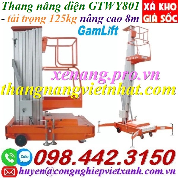 Thang nâng điện đơn 125kg nâng cao 8 mét