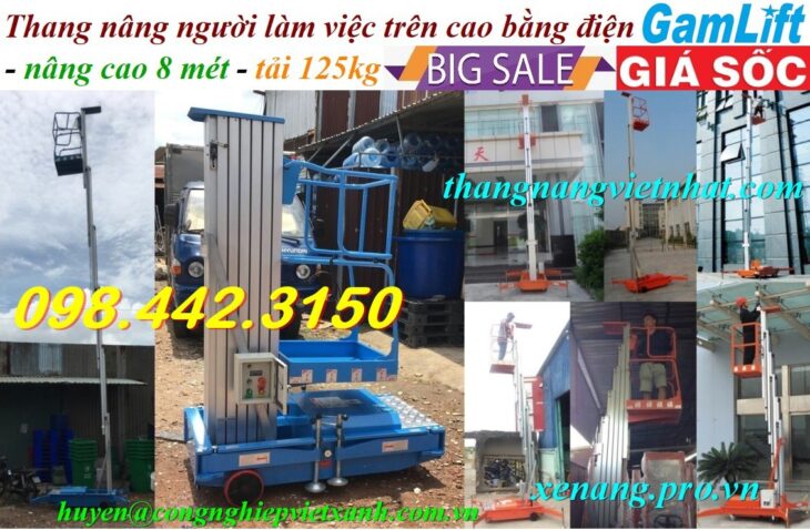 Thang nâng điện đơn 125kg nâng cao 8 mét