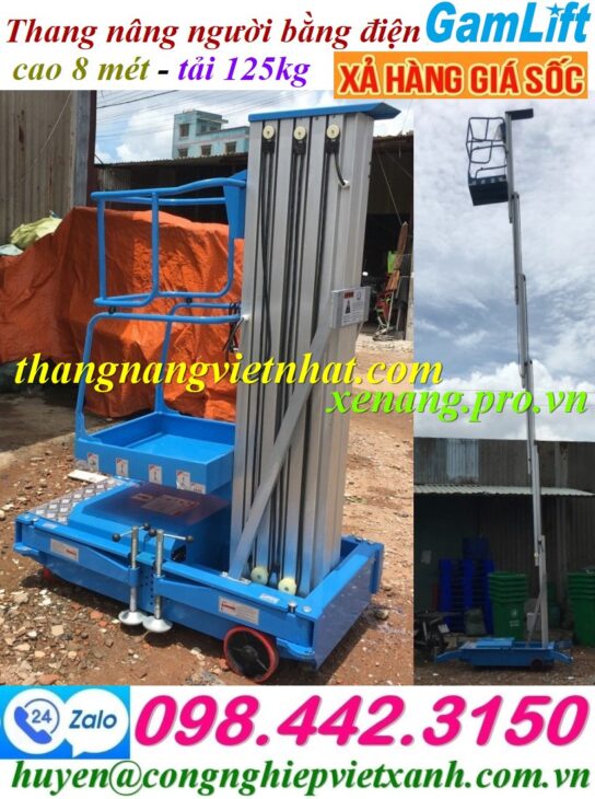 Thang nâng điện đơn 125kg nâng cao 8 mét