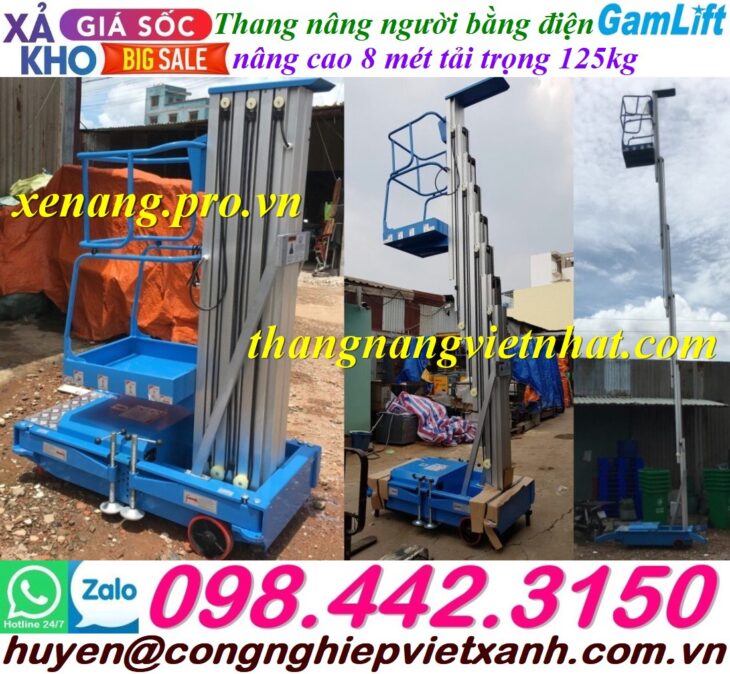Thang nâng điện đơn 125kg nâng cao 8 mét