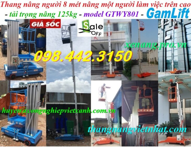 Thang nâng điện đơn 125kg nâng cao 8 mét