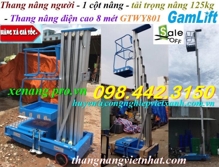 Thang nâng điện đơn 125kg nâng cao 8 mét