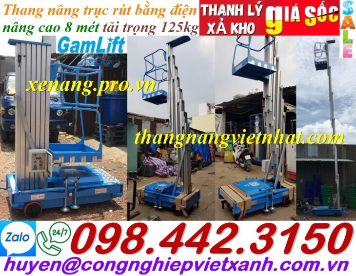 Thang nâng điện đơn 125kg nâng cao 8 mét