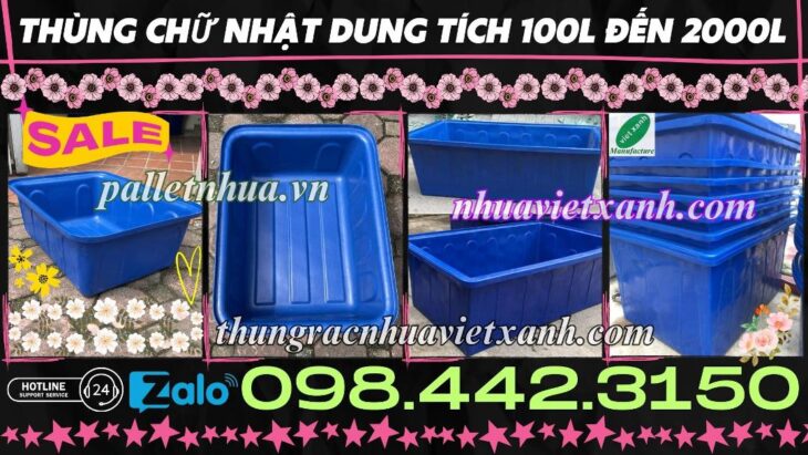 Thùng nhựa chữ nhật dung tích lớn