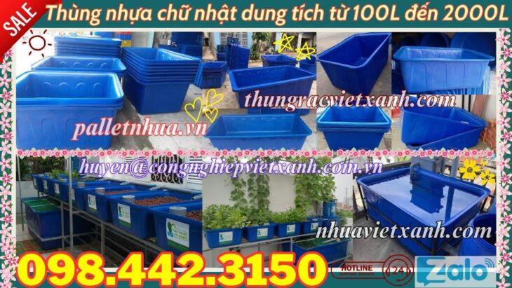 Thùng nhựa chữ nhật dung tích lớn