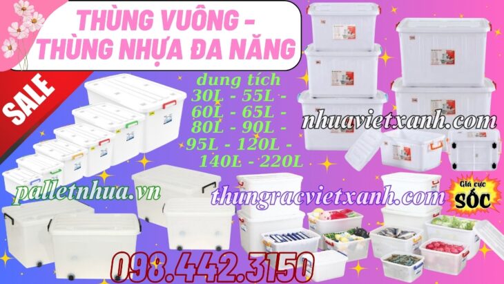 Thùng nhựa đa năng có bánh xe