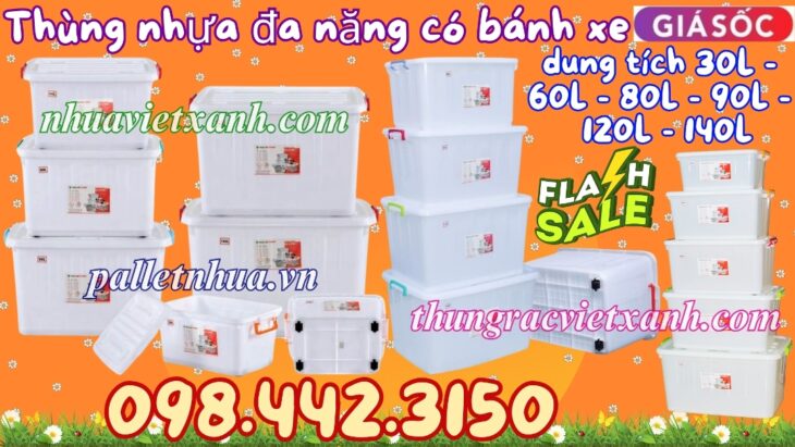 Thùng nhựa đa năng có bánh xe