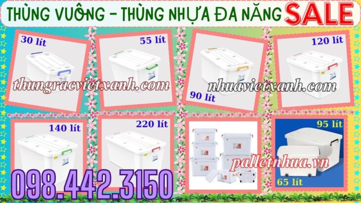 Thùng nhựa đa năng có bánh xe