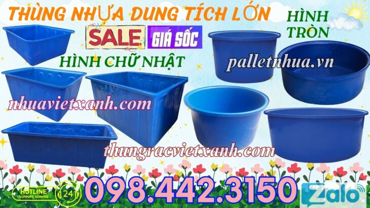 Thùng nhựa dung tích lớn từ 100 lít đến 4000 lít