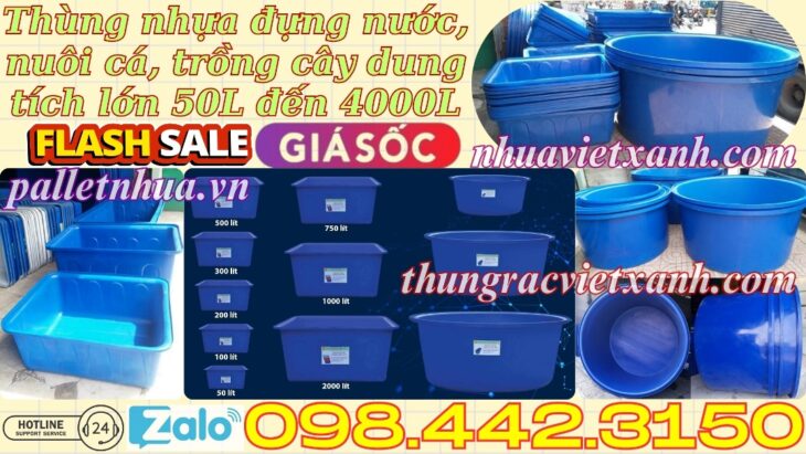 Thùng nhựa dung tích lớn từ 100 lít đến 4000 lít