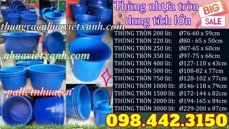 Thùng nhựa tròn dung tích lớn