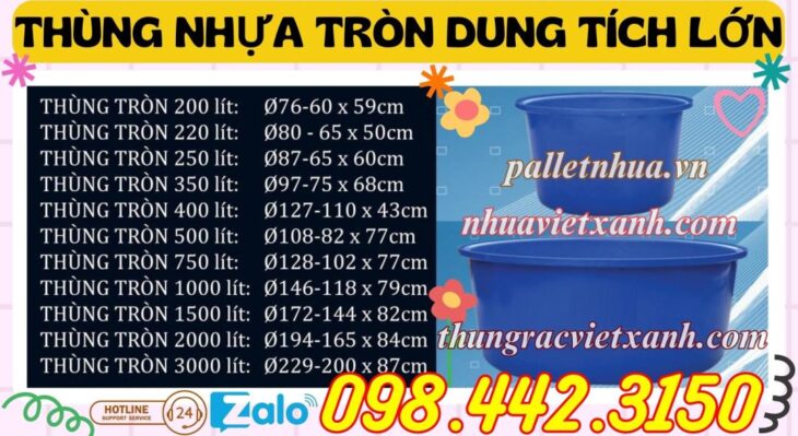 Thùng nhựa tròn dung tích lớn