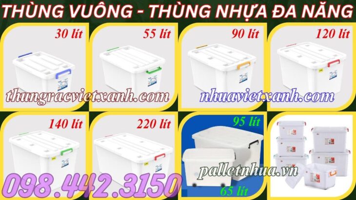 Thùng nhựa đa năng có bánh xe