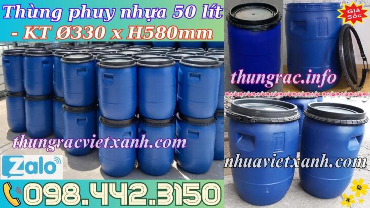 Thùng phuy nhựa đai nhựa 50 lít