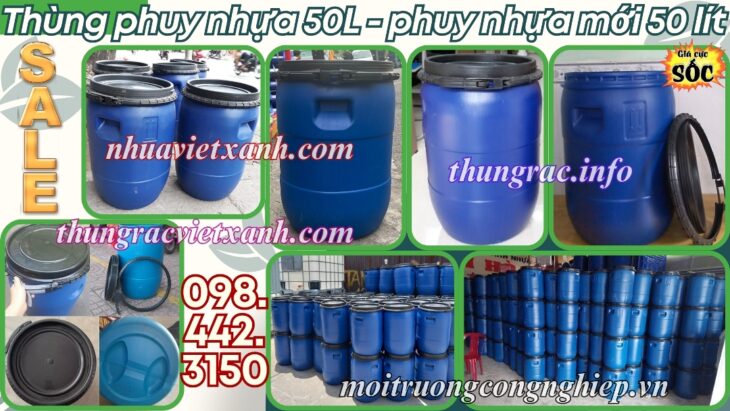 Thùng phuy nhựa đai nhựa 50 lít