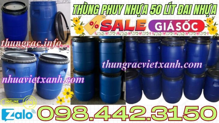 Thùng phuy nhựa đai nhựa 50 lít