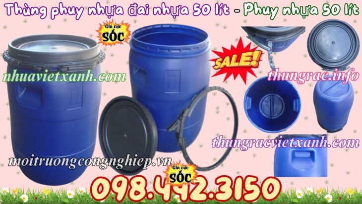 Thùng phuy nhựa đai nhựa 50 lít