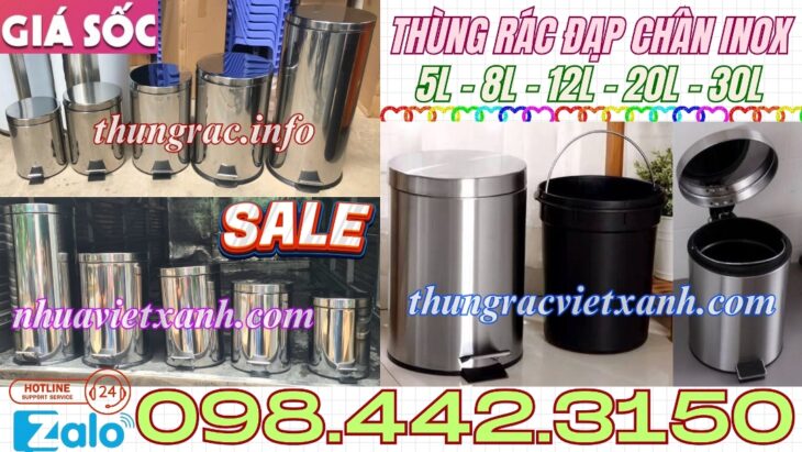 Thùng rác inox đạp chân