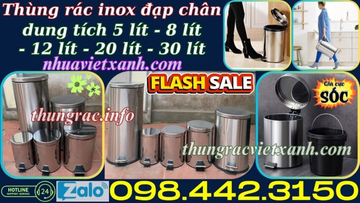 Thùng rác inox đạp chân