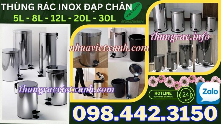 Thùng rác inox đạp chân