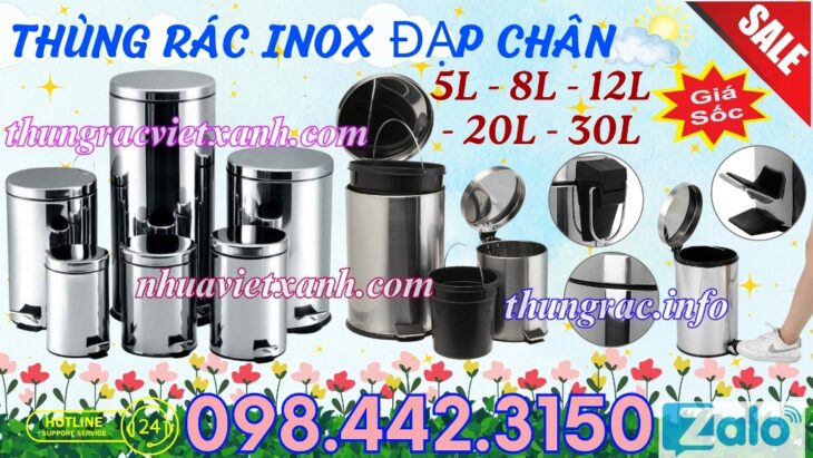 Thùng rác inox đạp chân