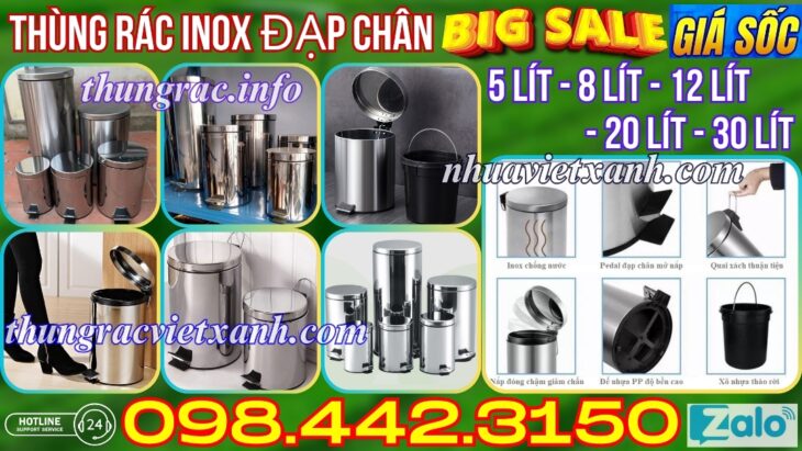 Thùng rác inox đạp chân