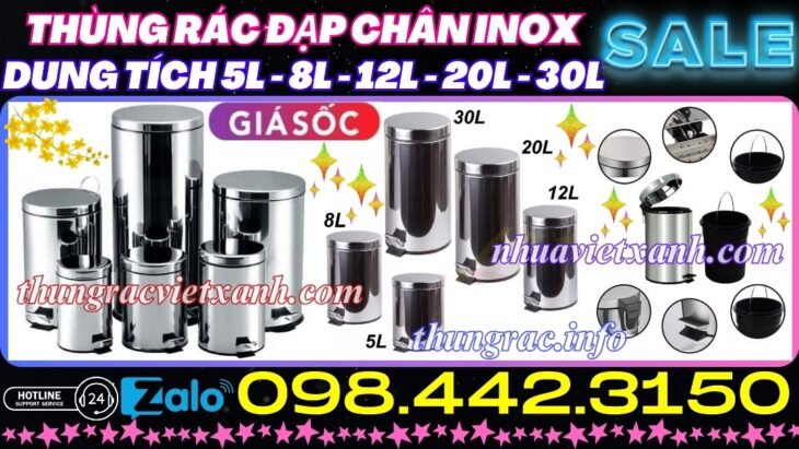 Thùng rác inox đạp chân