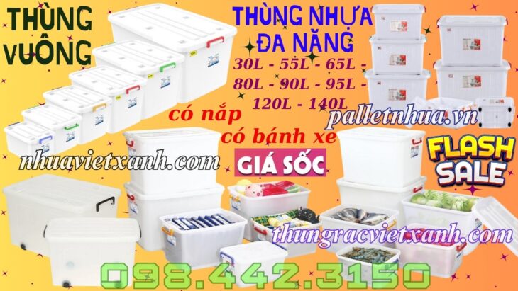 Thùng nhựa đa năng có bánh xe