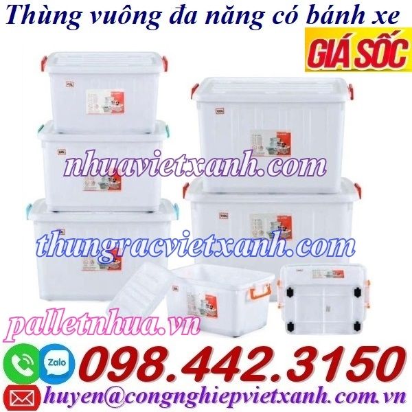 Thùng nhựa đa năng có bánh xe