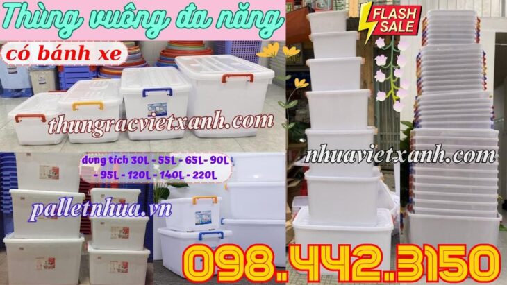 Thùng nhựa đa năng có bánh xe