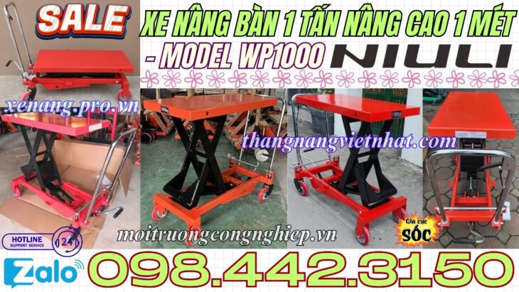 Xe nâng mặt bàn 1 tấn nâng cao 1 mét WP1000 NIULI