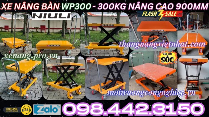 Xe nâng mặt bàn 300kg nâng cao 900mm WP300 NIULI