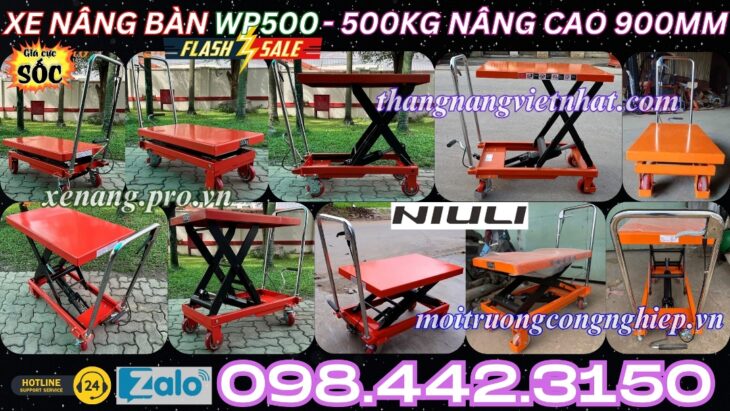 Xe nâng mặt bàn 500kg nâng cao 900mm WP500 NIULI