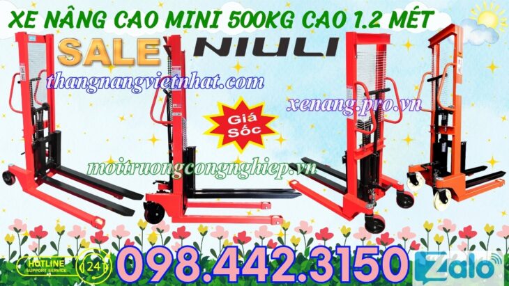 Xe nâng cao mini 500kg nâng cao 1200mm A0.5T/1.2M – NIULI