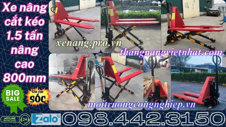 Xe nâng tay cắt kéo 1.5 tấn nâng cao 800mm HL1.5T