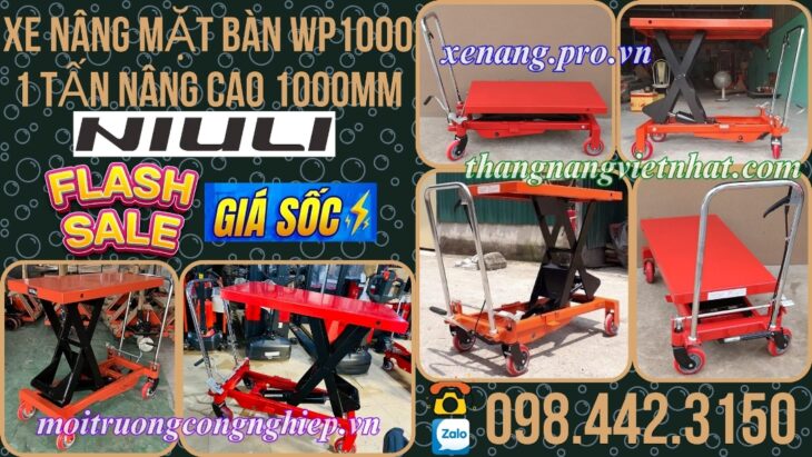 Xe nâng mặt bàn 1 tấn nâng cao 1 mét WP1000 NIULI
