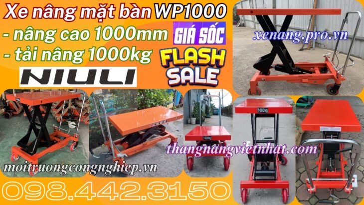 Xe nâng mặt bàn 1 tấn nâng cao 1 mét WP1000 NIULI