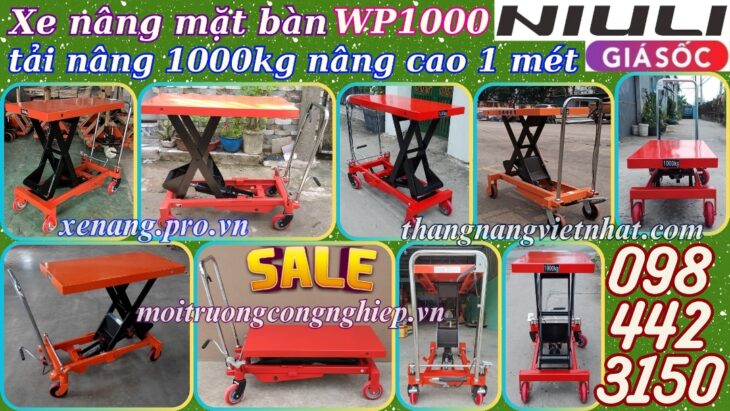 Xe nâng mặt bàn 1 tấn nâng cao 1 mét WP1000 NIULI