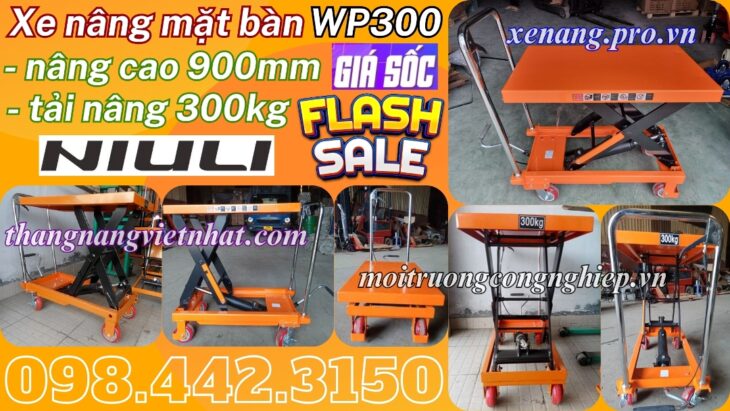 Xe nâng mặt bàn 300kg nâng cao 900mm WP300 NIULI