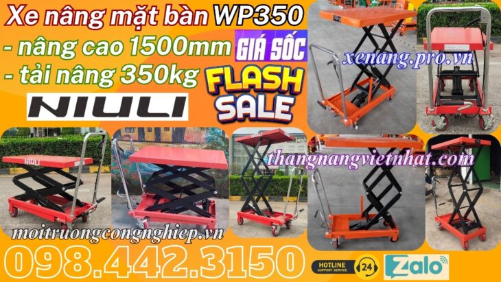 Xe nâng mặt bàn 350kg nâng cao 1500mm WP350 NIULI