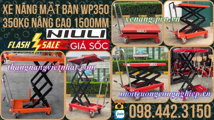Xe nâng mặt bàn 350kg nâng cao 1500mm WP350 NIULI
